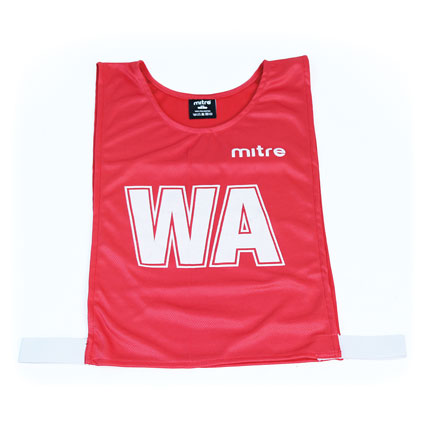 MITRE PRO NETBALL BIB SET RED, MEDIUM, SET OF 7
