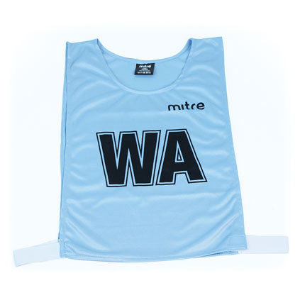 MITRE PRO NETBALL BIB SET SKY, LARGE, SET OF 7