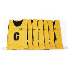 MITRE PRO REVERSIBLE NETBALL BIB SET BLACK/AMBER, MEDIUM, SET OF 7