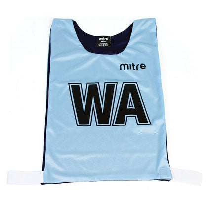 MITRE PRO REVERSIBLE NETBALL BIB SET SKY/NAVY BLUE,MEDIUM, SET OF 7
