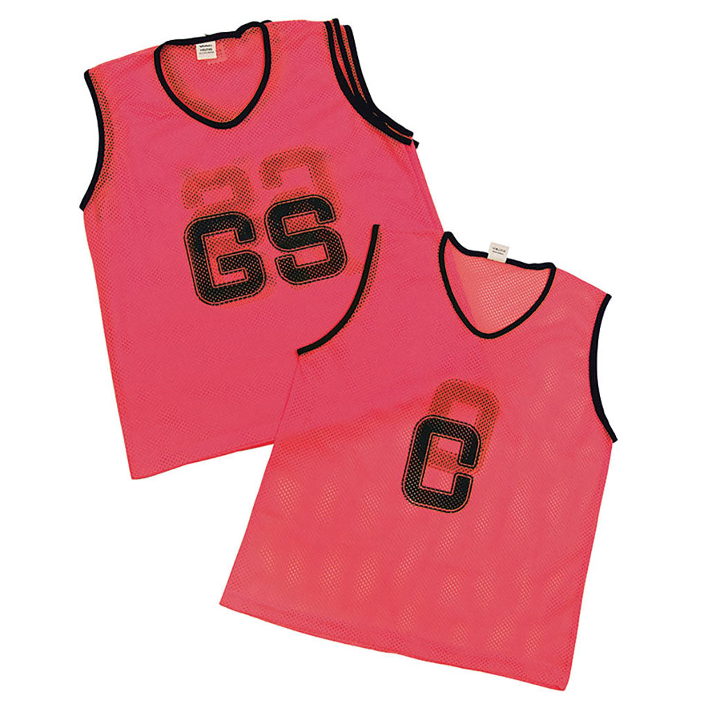 MESH NETBALL BIB SET RED, LARGE, SET OF 7