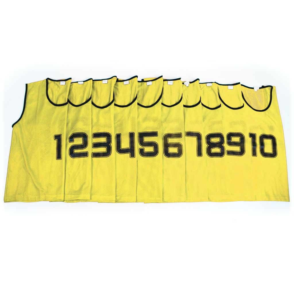 MESH TRAINING BIB NUMBERED 1-10 MEDIUM, YELLOW, SET OF 10