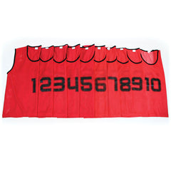 MESH TRAINING BIB NUMBERED 1-10 SMALL, RED, SET OF 10
