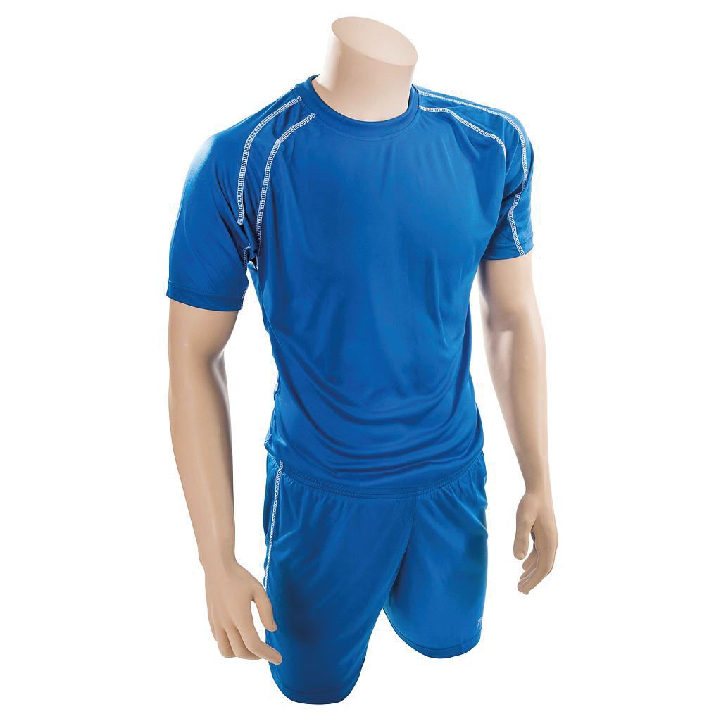 PRECISION LYON TRAINING SHIRT & SHORT SET ROYAL BLUE/WHITE, 26-28INCH