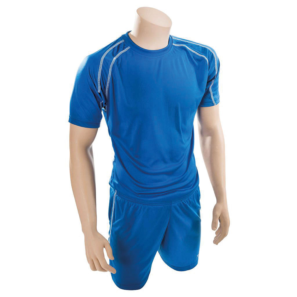 PRECISION LYON TRAINING SHIRT & SHORT SET ROYAL BLUE/WHITE, 34-36INCH