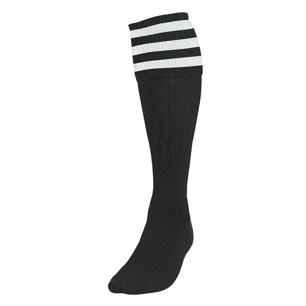 PRECISION 3 STRIPE FOOTBALL SOCKS BLACK/WHITE, SENIOR SIZE 07-11
