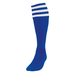 PRECISION 3 STRIPE FOOTBALL SOCKS ROYAL BLUE/WHITE, SENIOR SIZE 07-11