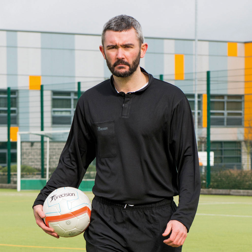 PRECISION REFEREE LONG SLEEVE SHIRT BLACK/WHITE, 50-52INCH