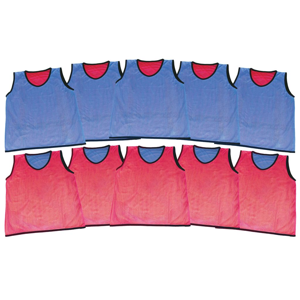 REVERSIBLE BIB  MEDIUM, BLUE/RED, SET OF 10