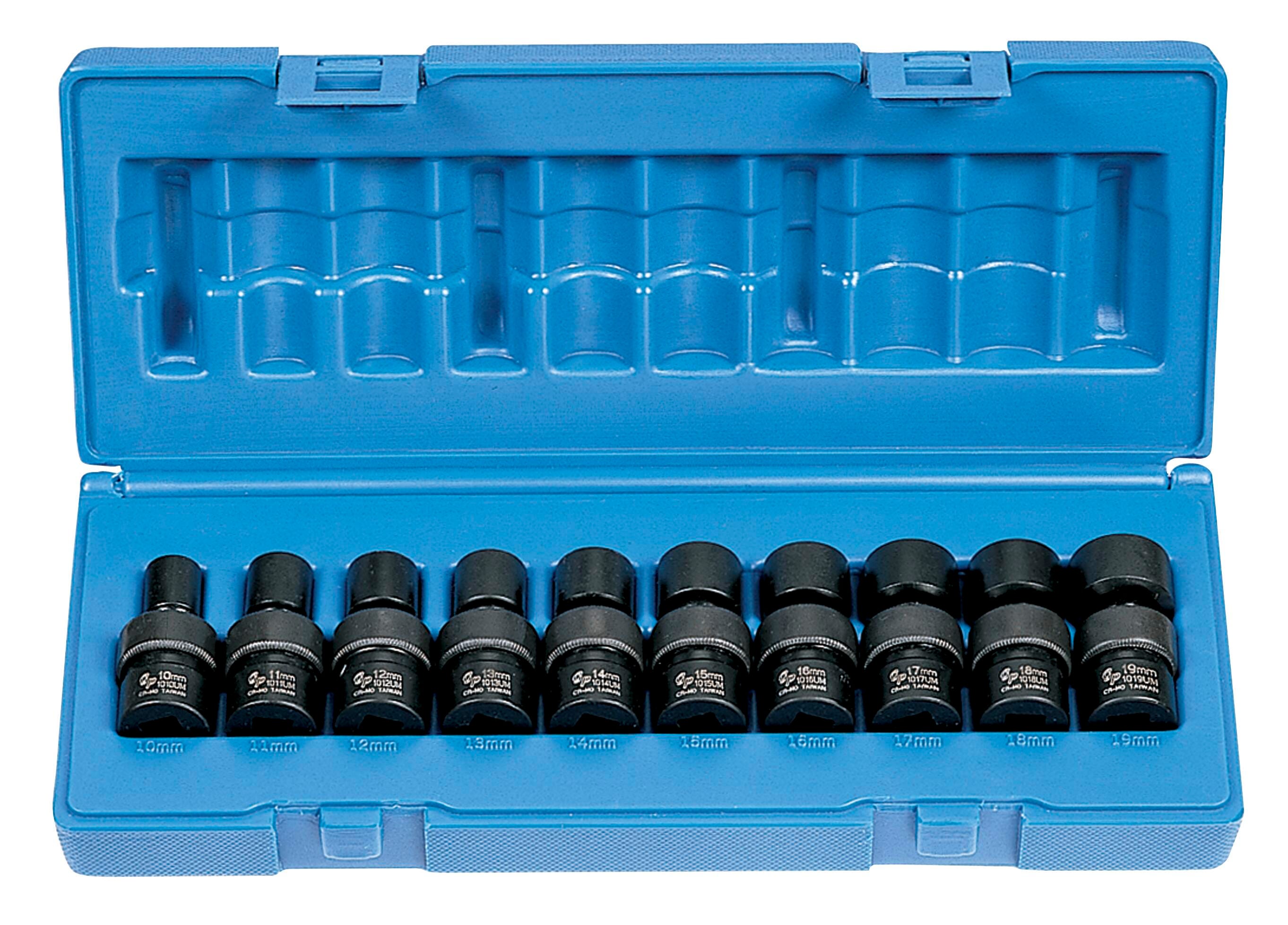 SOCKET SET 3/8IN 10PC STD METRIC UNIVERSAL GP1210UM