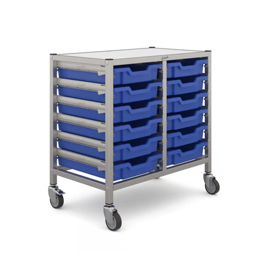 Gratnells Dynamis Double Trolley Unit - 12 shallow trays