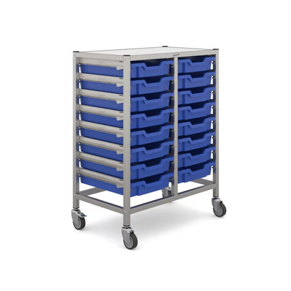 Gratnells Dynamis Double Trolley Unit - 16 shallow trays