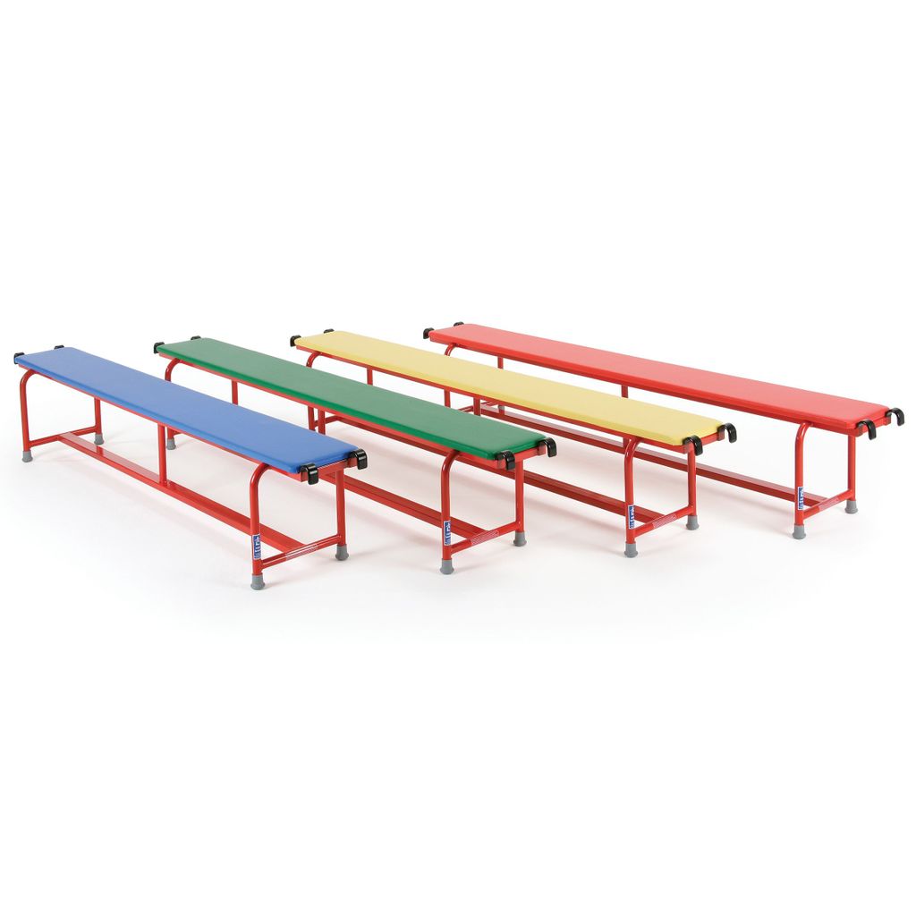 STEEL BENCH WITH UPHOLSTERED TOP 330MM W X 370MM H X 2000MM L, SET OF 4
