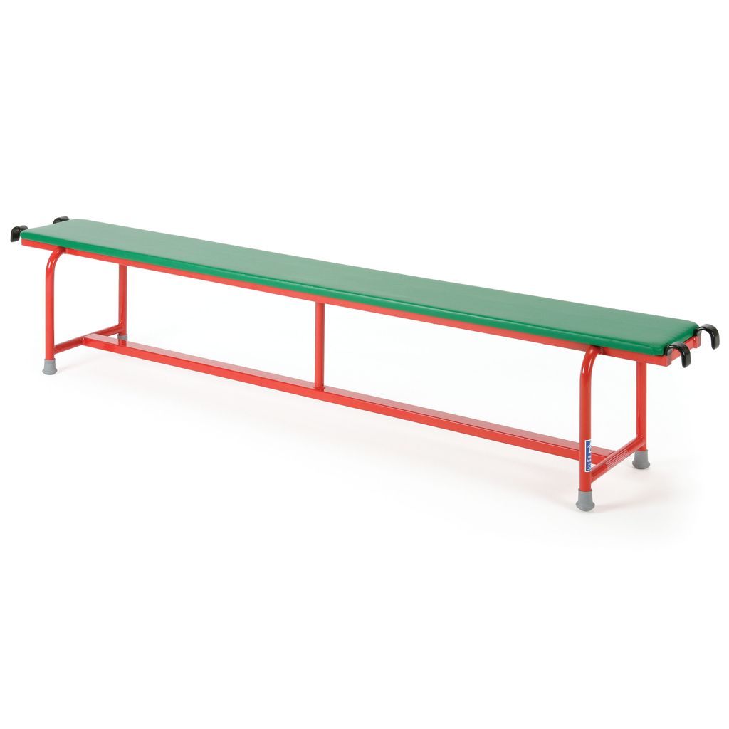 STEEL BENCH WITH UPHOLSTERED TOP 330MM W X 370MM H X 2000MM L, GREEN