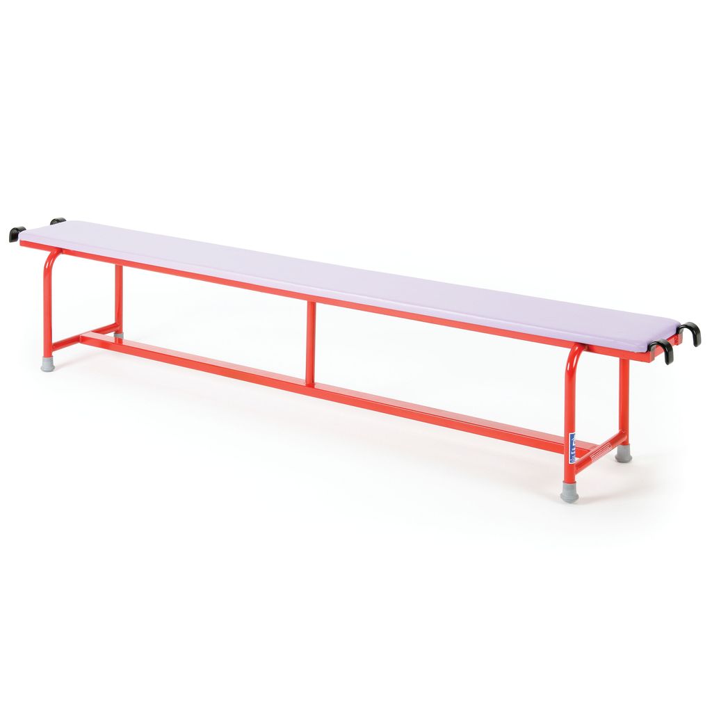 STEEL BENCH WITH UPHOLSTERED TOP 330MM W X 370MM H X 2000MM L, PURPLE