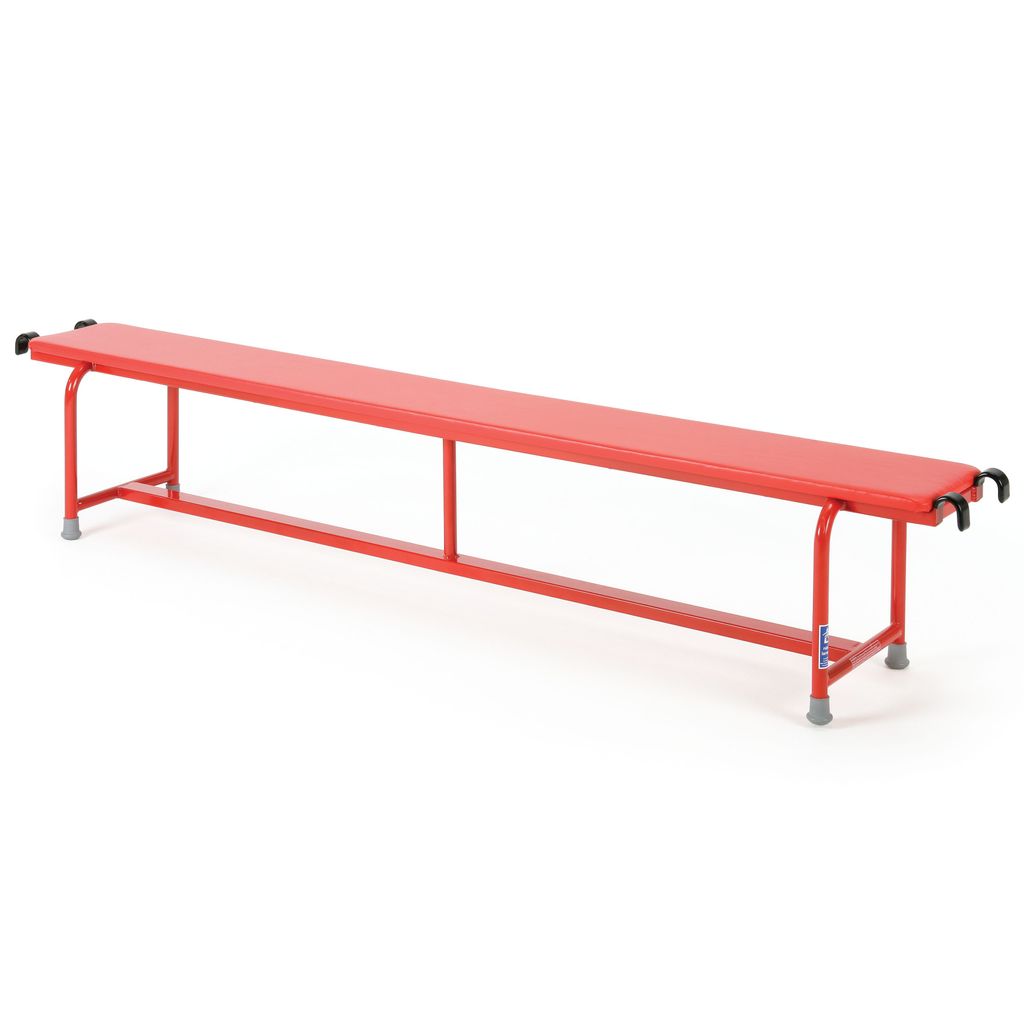 STEEL BENCH WITH UPHOLSTERED TOP 330MM W X 370MM H X 2000MM L, RED