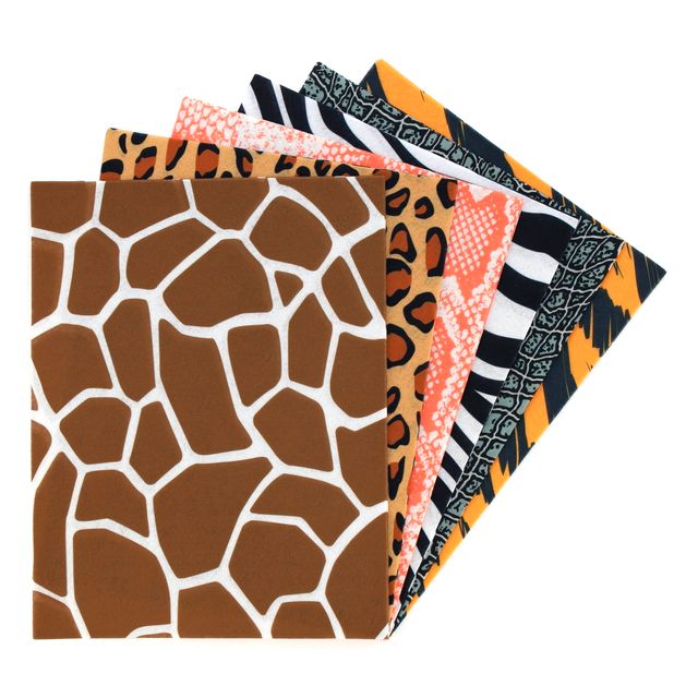 SCO FELT ANIMAL PRINT ASSORTED 305X228MM 12SH -Min Qty 12