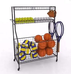 DS Multipurpose Sports Rack with Wheels (91cm x 42cm x 117cm) Black