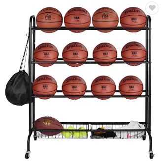 DS Ball Storage Cart (104cm x 42cm x 118cm) Black