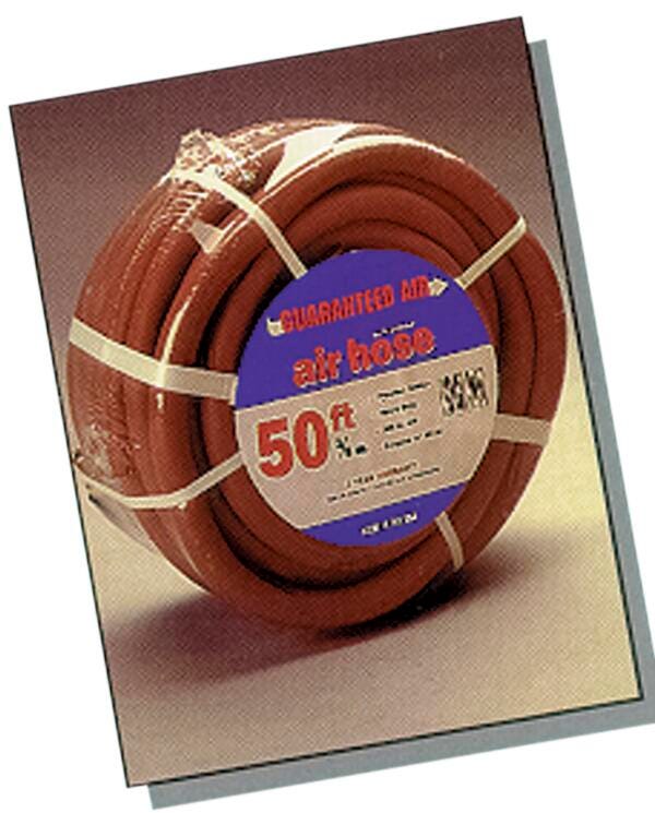 AIR HOSE RED RUBBER W/HOSE GUARD 3/8 IN MULTI-PURPOSE 25 FT