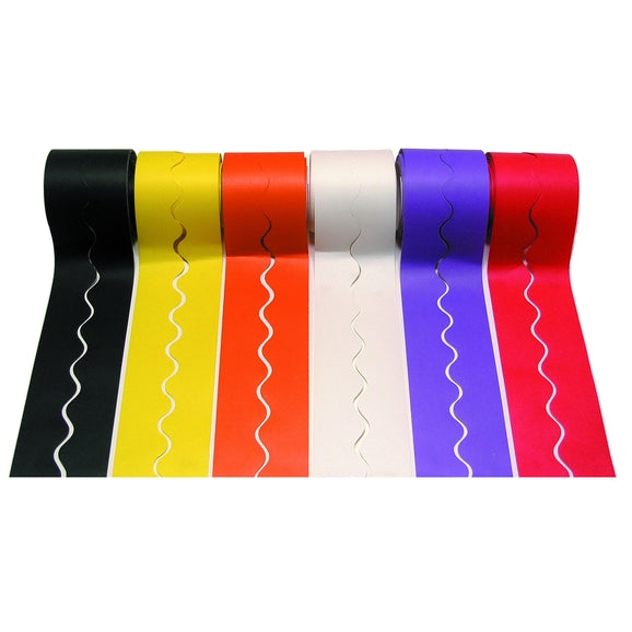 SCO CARD DECORATIVE BORDER ROLLS SCOLLOPED BUMPER ASSORTED 57MMX15M 12PCS -Min Qty 1