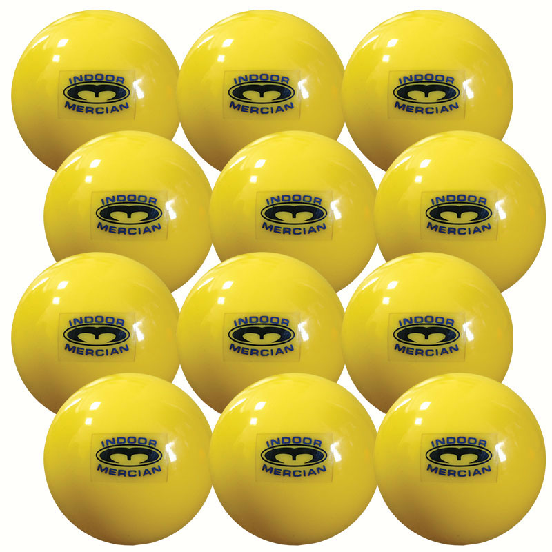 MERCIAN INDOOR HOCKEY BALL YELLOW, SET OF 12