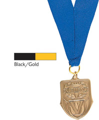 MEDALS.RECOGNITION.NECK RIBBON..BLACK/GOLD.HR13