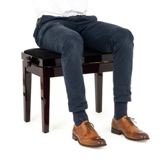 Musisca adjustable piano stool – Mahogany gloss, black velvet seat