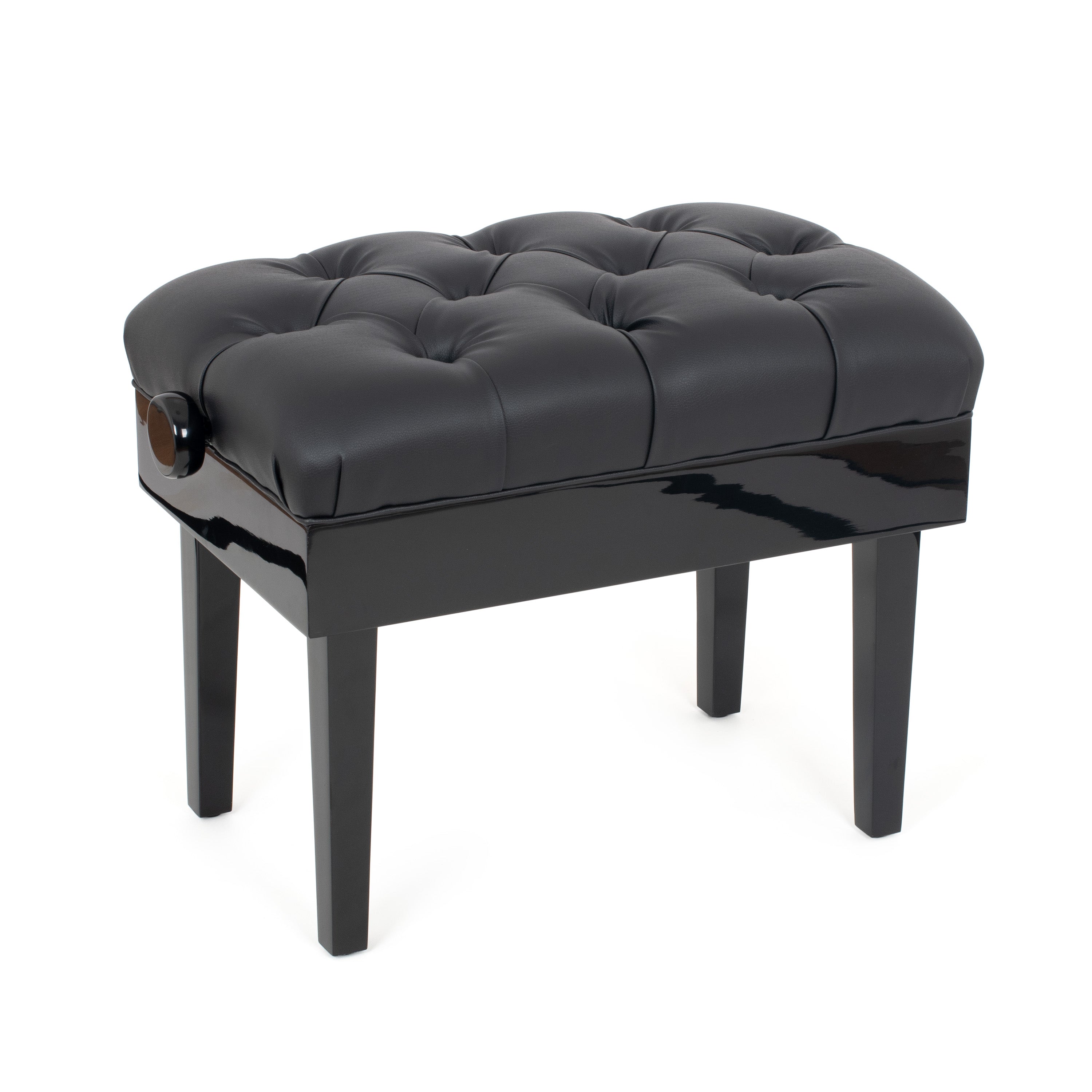 Musisca deluxe concert piano stool - Black gloss, black faux leather seat