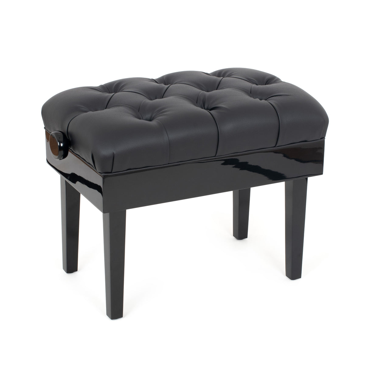 Musisca deluxe concert piano stool - Black gloss, black faux leather seat