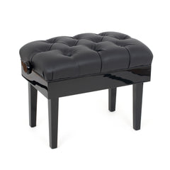 Musisca deluxe concert piano stool - Black gloss, black faux leather seat