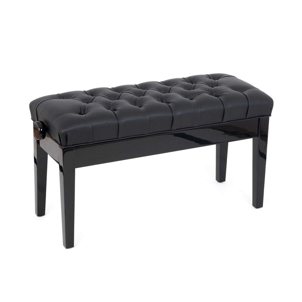 Musisca duet concert piano stool - Black gloss, black faux leather seat