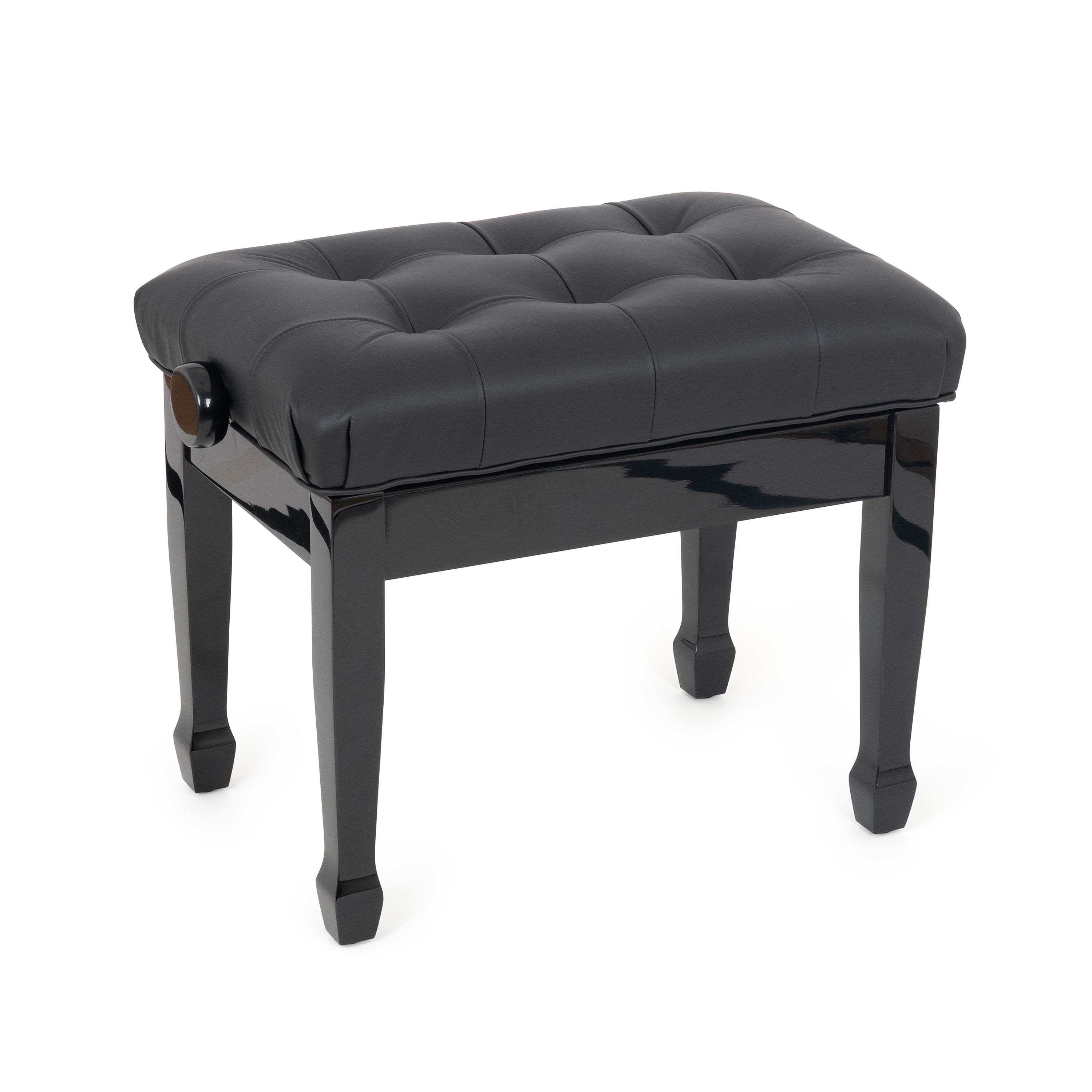 Musisca concert piano stool – Black gloss, black faux leather seat