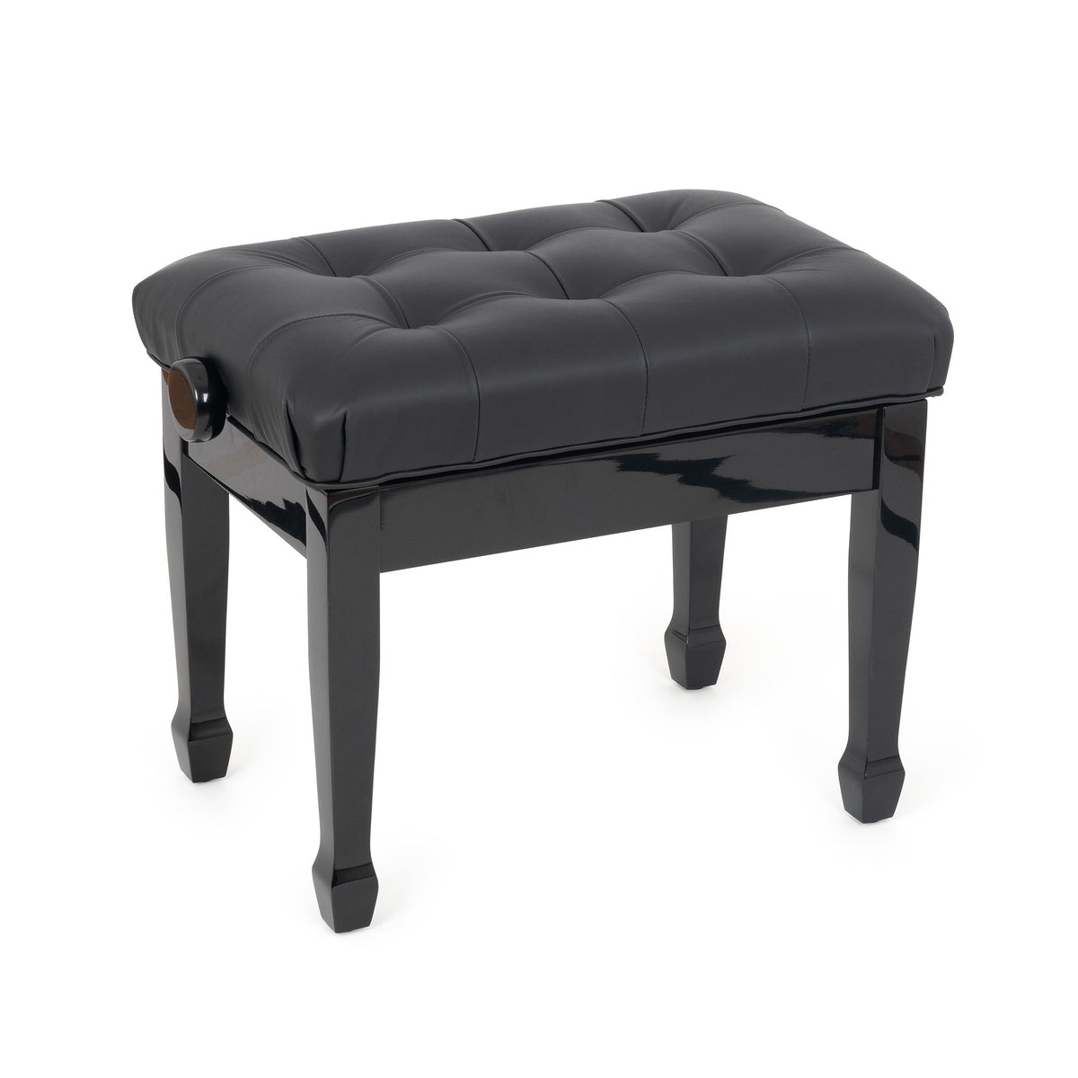 Musisca concert piano stool – Black gloss, black faux leather seat
