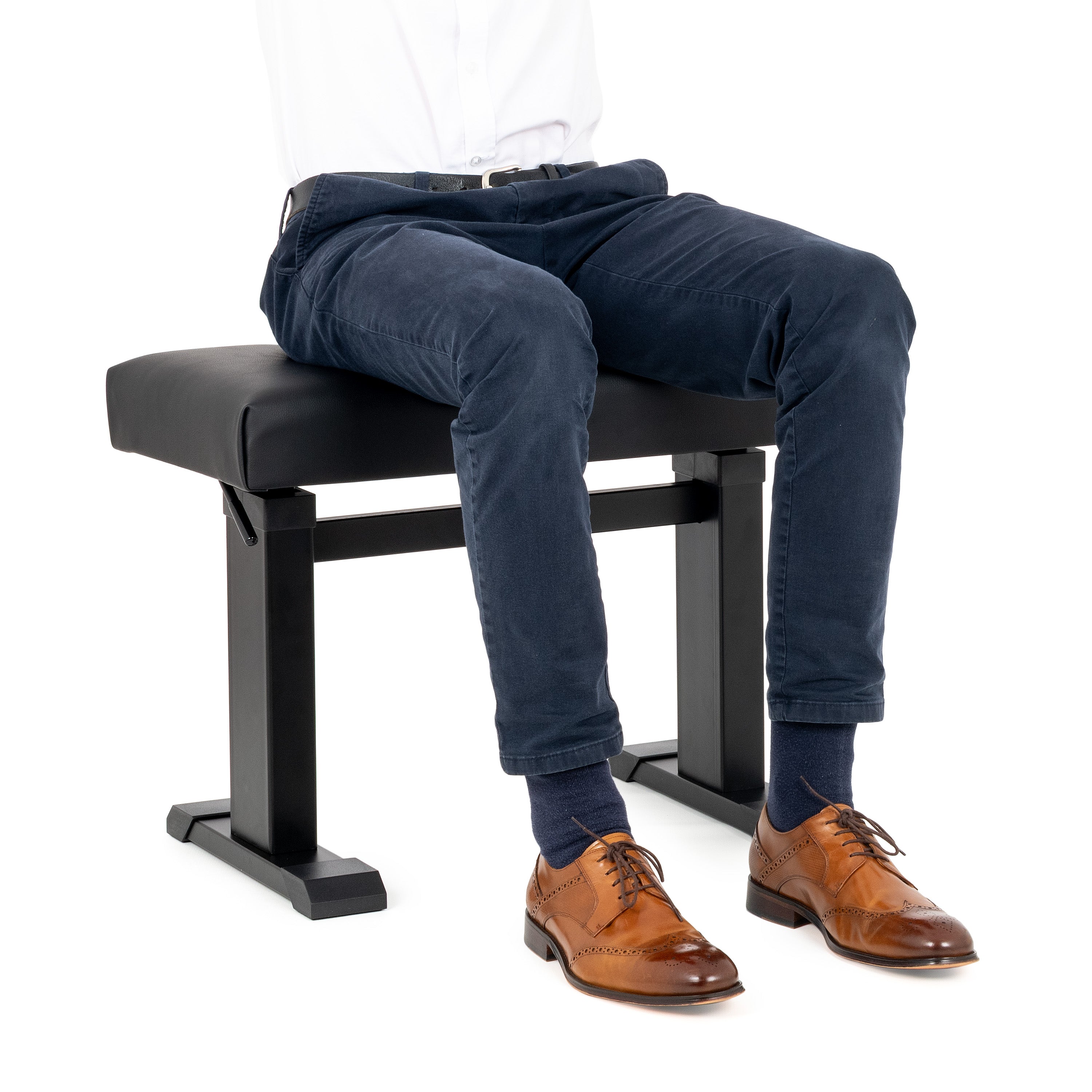 Musisca hydraulic adjustable piano stool - Black with faux leather seat