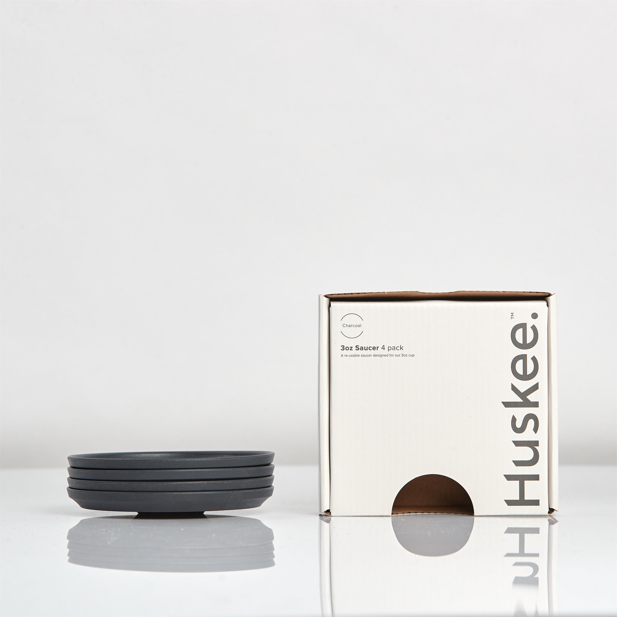 3oz HuskeeCup Espresso Saucer 4-pack - Charcoal