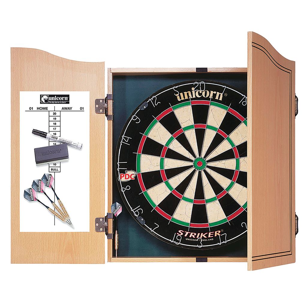 UNICORN STRIKER DARTS CENTRE WITH WOODEN CABINET