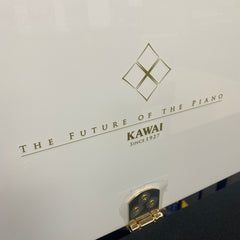 Kawai K-200 upright piano - Polished White, Silver Fittings