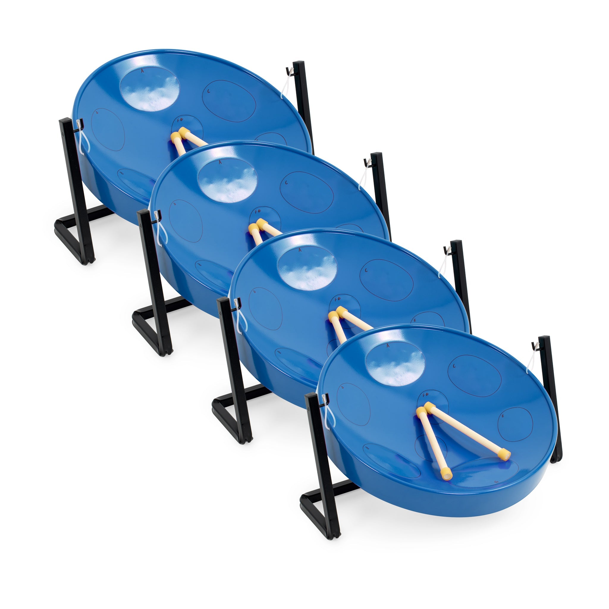 Pack of 4 Jumbie Jam table top steel pans - Blue