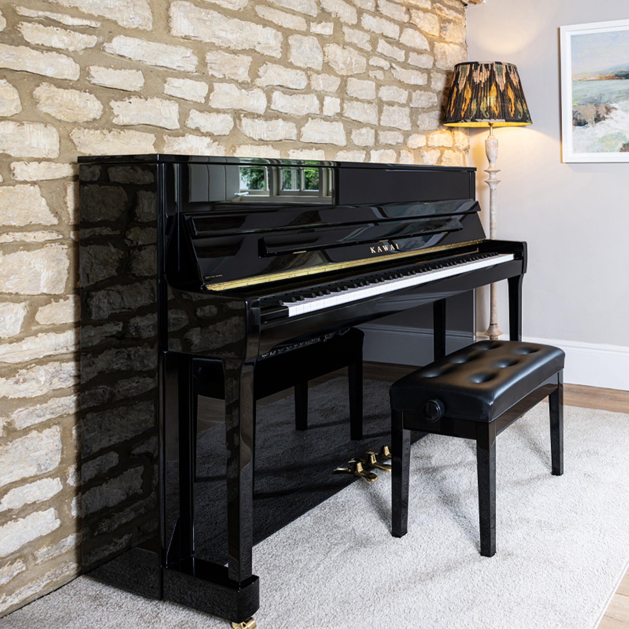 Kawai K-200 ATX4 Anytime upright piano – Polished Ebony