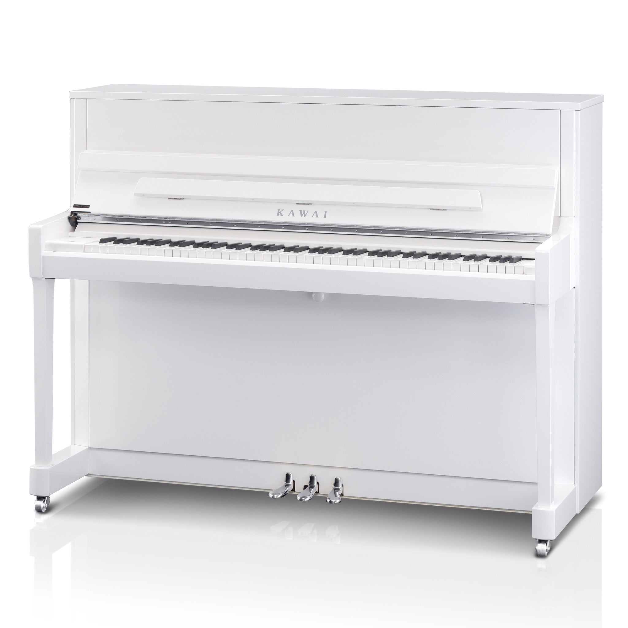 Kawai K-200 upright piano - Polished White, Silver Fittings