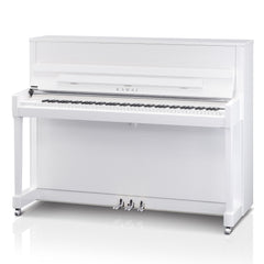 Kawai K-200 upright piano - Polished White, Silver Fittings