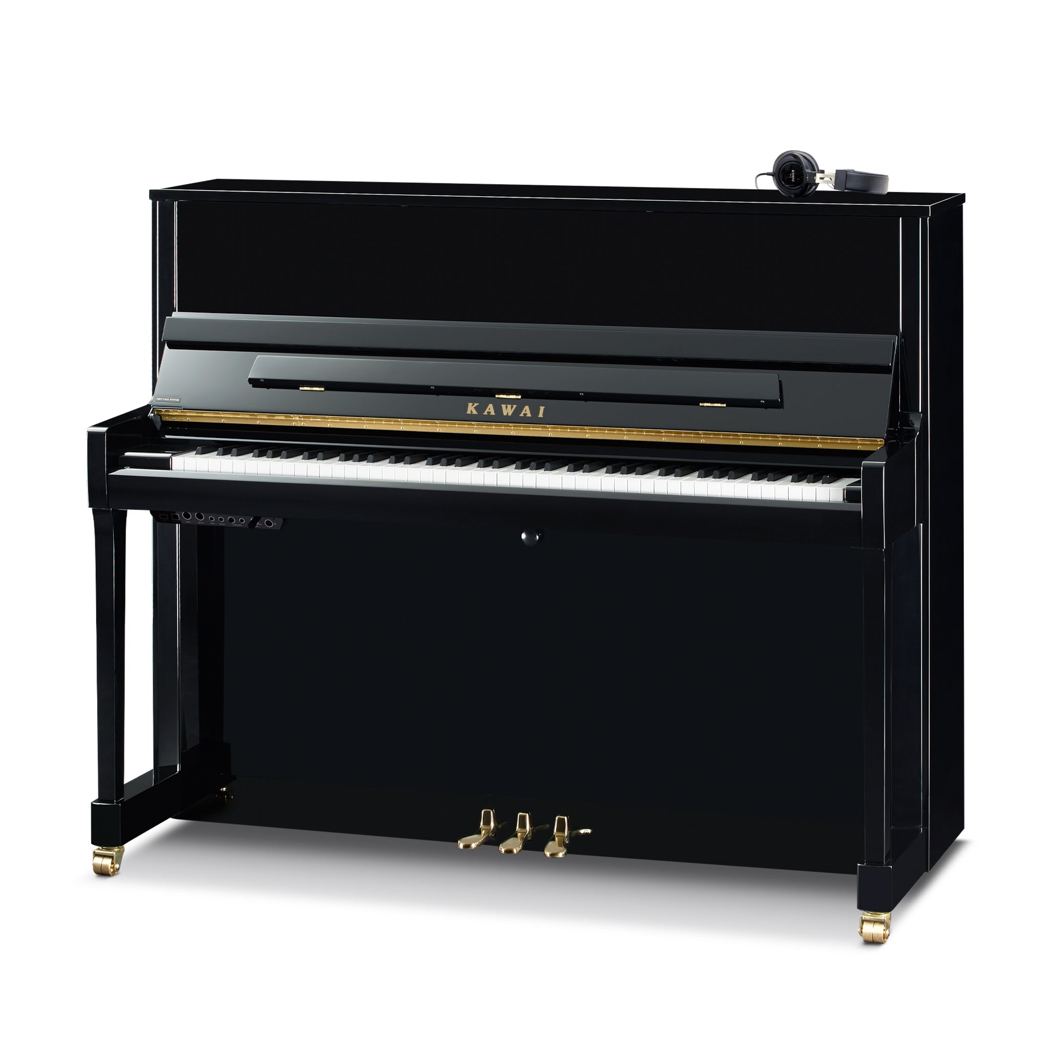 Kawai K-300 ATX4 Anytime upright piano – Polished Ebony, Silver Fittings