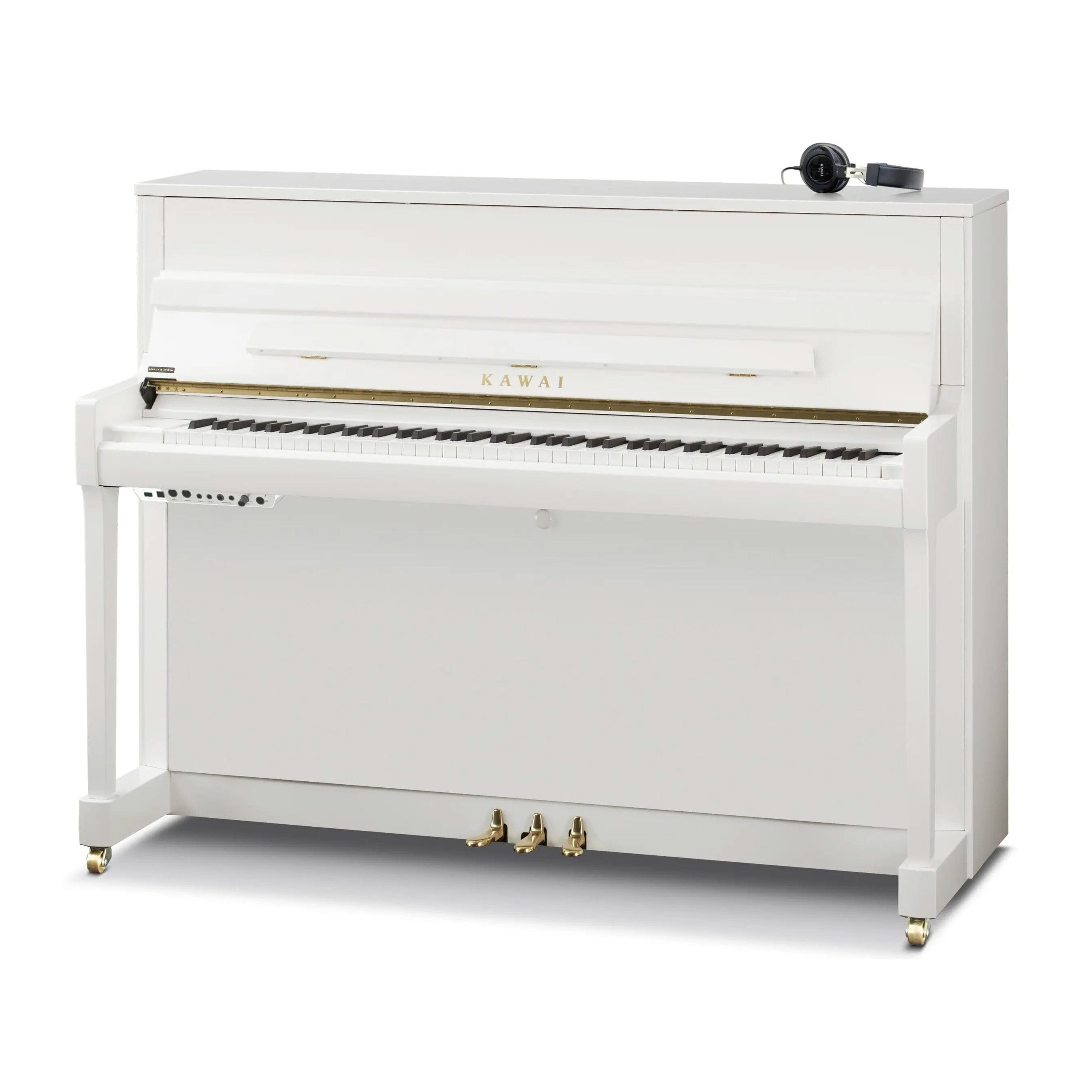Kawai K-200 ATX4 Anytime upright piano – Polished White, Silver Fittings