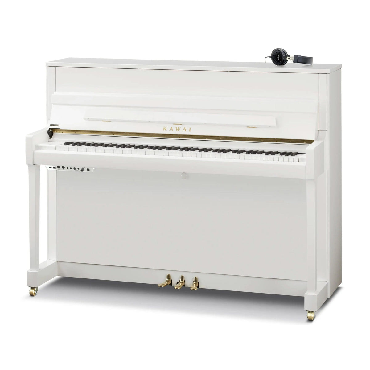 Kawai K-200 ATX4 Anytime upright piano – Polished White, Silver Fittings