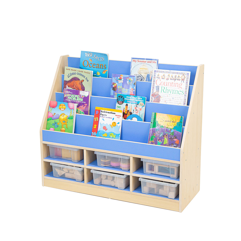Profile, Pastel Blue Book Storage unit and trays