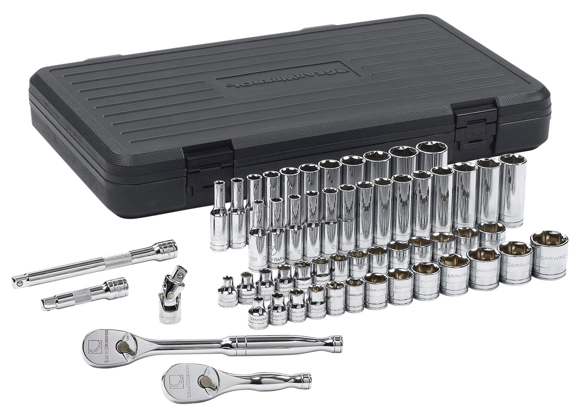 SOCKET SET 3/8IN 57PC SAE METRIC 6PT KD80301