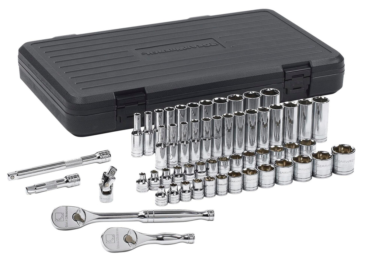 SOCKET SET 3/8IN 57PC SAE METRIC 6PT KD80301