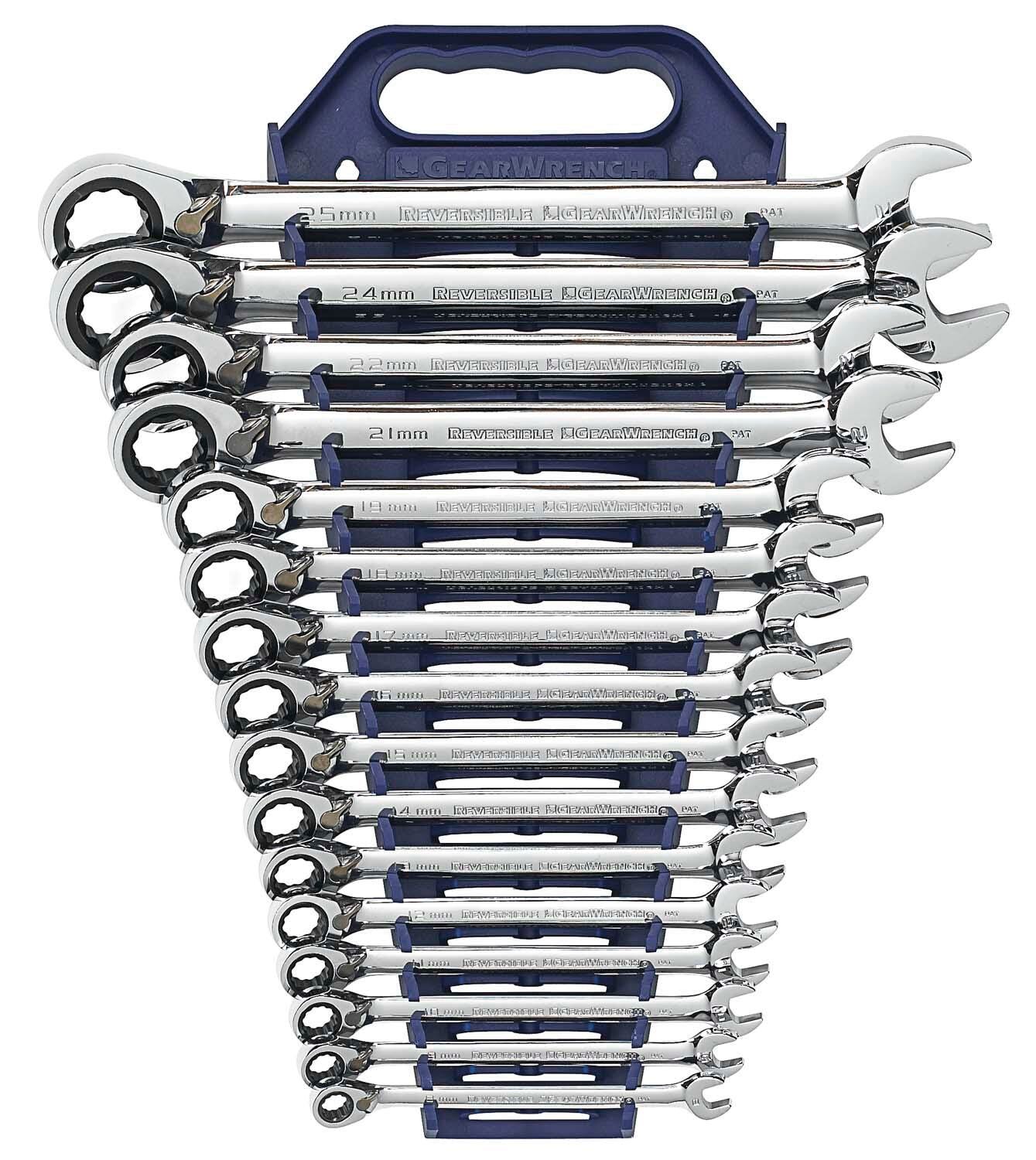 GEARWRENCH SET REVERSIBLE COMBINATION METRIC 16 PC