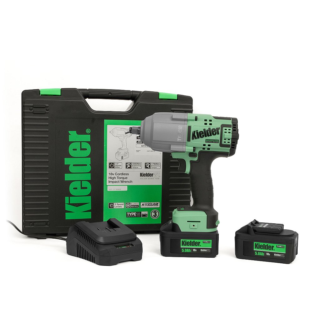 Kielder 1/2" 18V High Torque Impact Wrench Kit - 2 x 5.0Ah